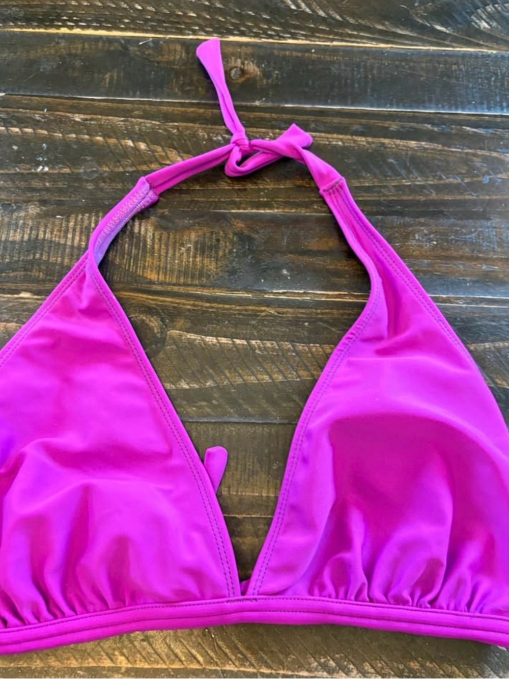 Pakaloha Vibrant Purple Magenta Triangle/Halter Bikini Top Size XL, TOP ONLY